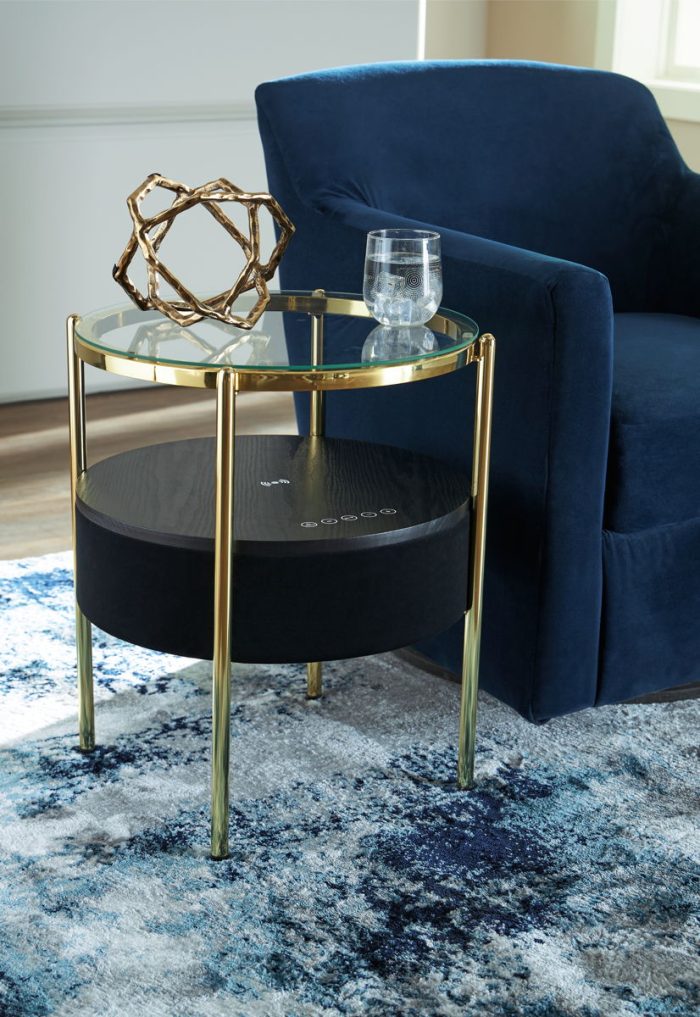 Nedman - Black / Gold Finish - Accent Table With Speaker - Image 4