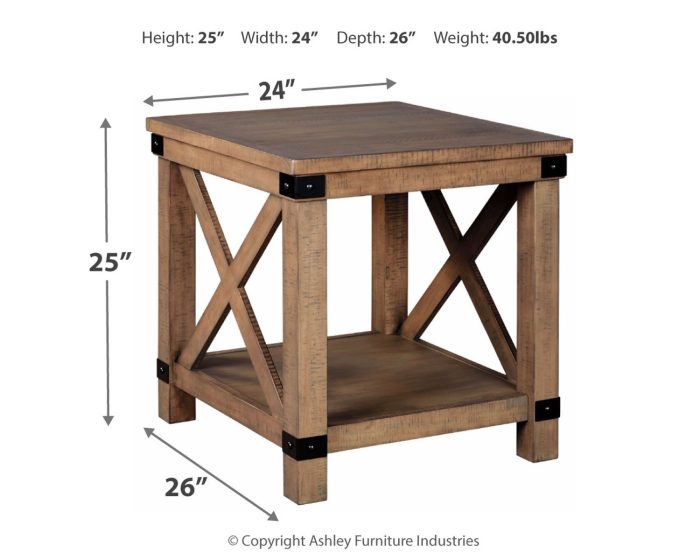 Aldwin - Gray - Rectangular End Table - Crossbuck Styling - Image 3