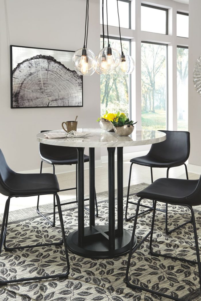 Centiar - Black / Gray - 5 Pc. - Counter Table, 4 Upholstered Barstools - Image 4
