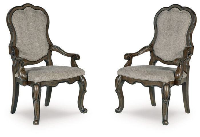 Maylee - Dark Brown - Dining Upholstered Arm Chair (Set of 2) - Image 3