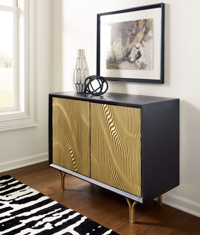 Tayner - Black / Gold Finish - Accent Cabinet - Image 4