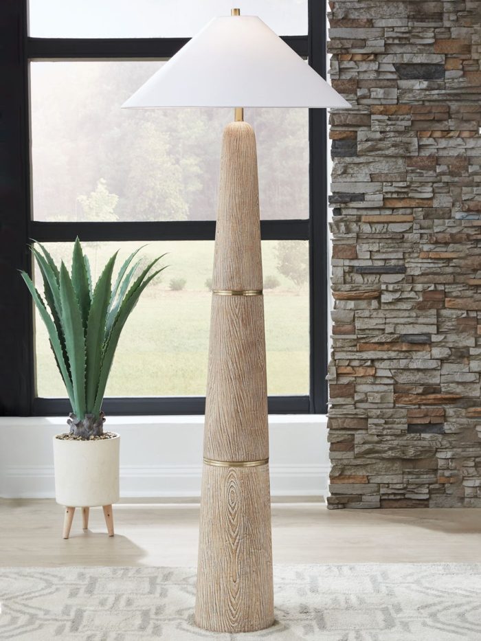 Gasparleigh - Brown / Gold Finish - Poly Floor Lamp - Image 4