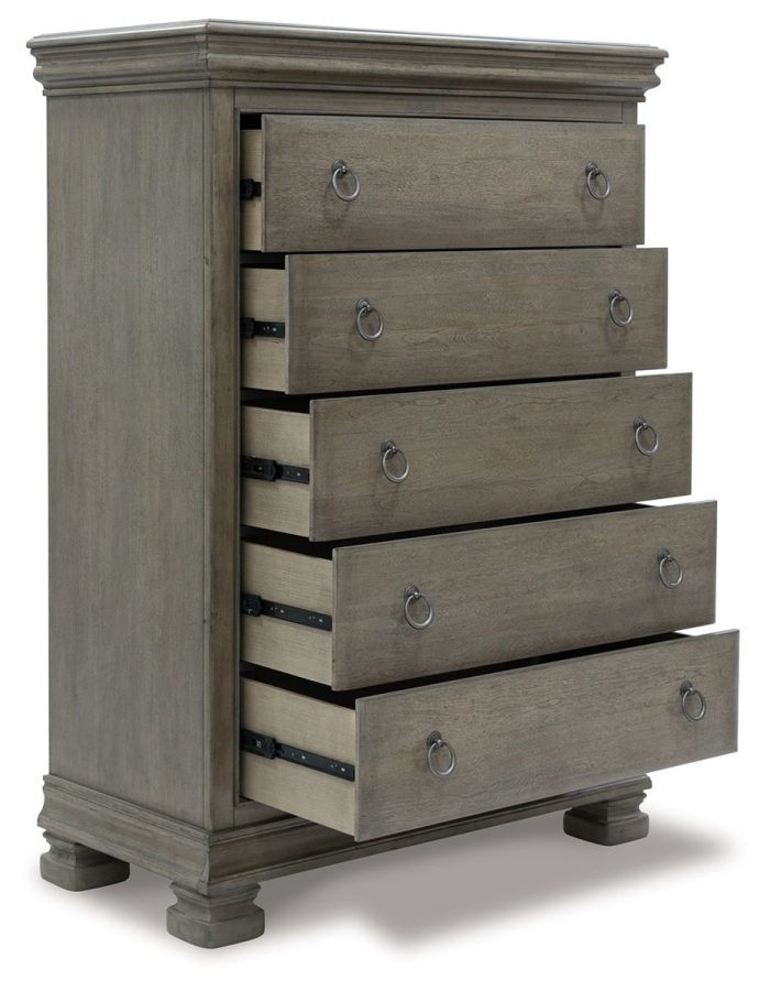 Lexorne - Gray - Five Drawer Chest - Image 3