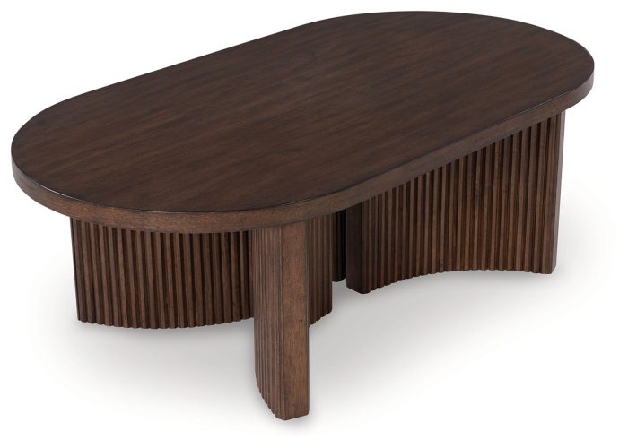 Korestone - Dark Brown - Oval Cocktail Table - Image 2