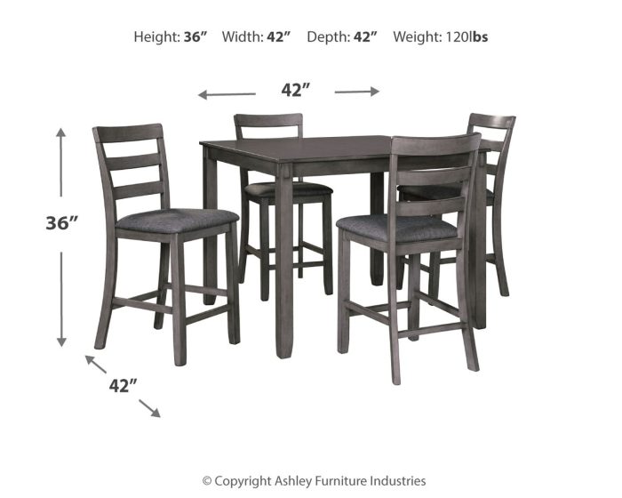 Bridson - Gray - Square Counter TBL Set (Set of 5) - Image 2