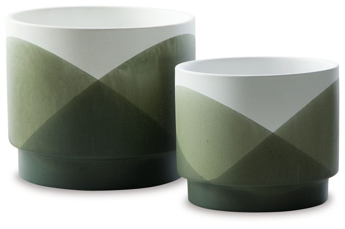 Ardenridge - Green / White - Planter Set (Set of 2) - Image 3