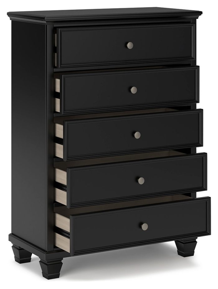 Lanolee - Black - Five Drawer Chest - Image 4