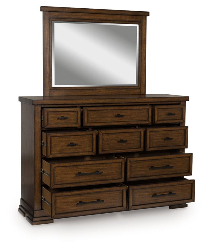 Taffenbrook - Medium Brown - Dresser And Mirror - Image 4