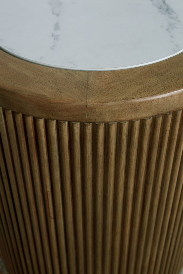 Camdill - Light Brown / White - Round End Table - Image 4