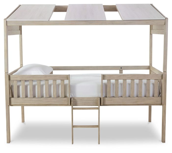 Wrenalyn - White / Brown / Beige - Twin Loft Bed with Roof Panels - Image 3
