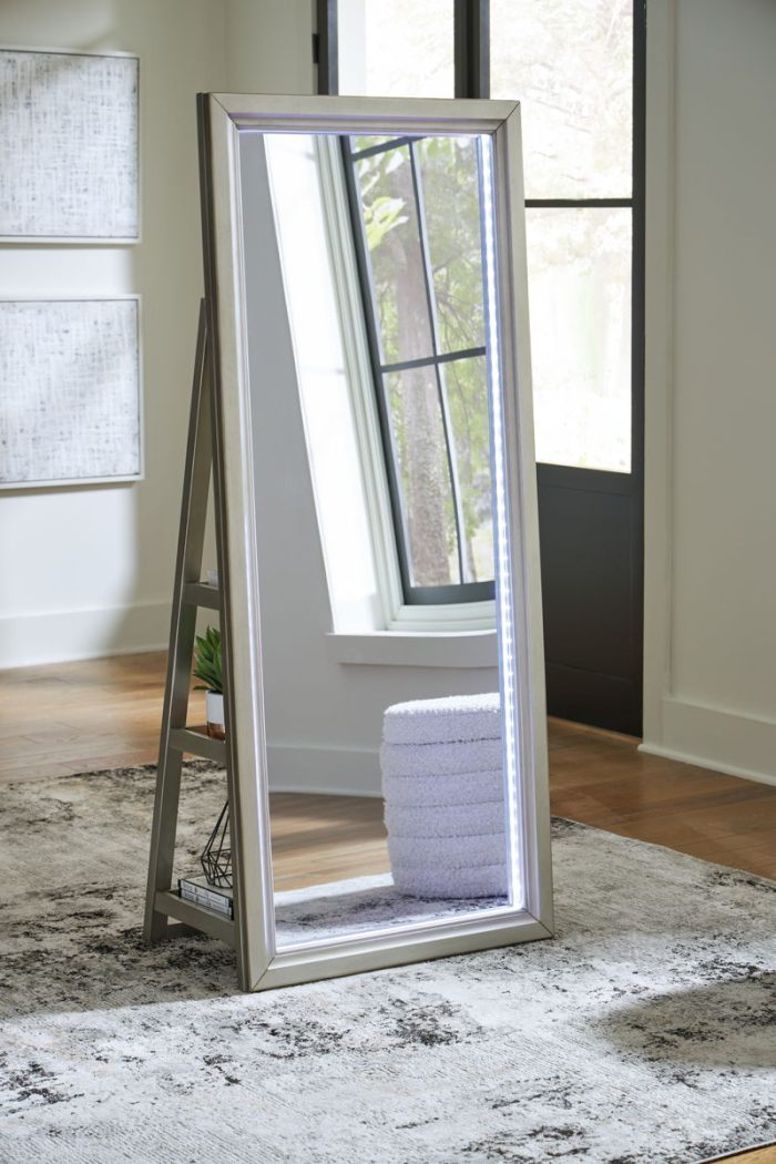 Evesen - Champagne - Floor Standing Mirror With Storage - Image 4
