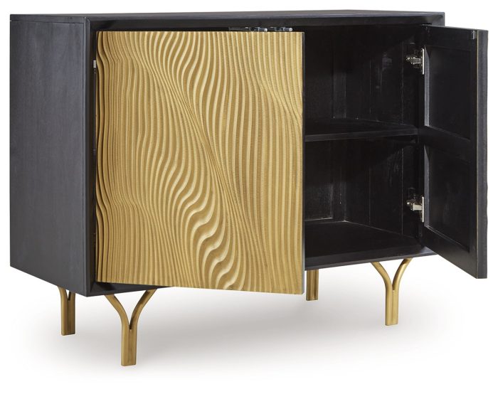 Tayner - Black / Gold Finish - Accent Cabinet - Image 2