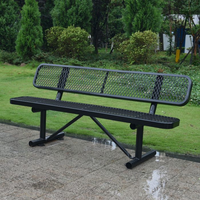6' Outdoor Steel Bench With Backrest - Image 7