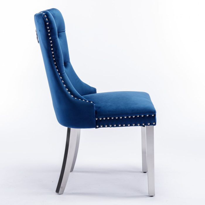 Nikki - Modern, High-End Tufted Solid Wood Contemporary Velvet Upholstered Dining Chair With Chrome Stainless Steel Plating Legs, Nailhead Trim (Set of 2) - Image 17