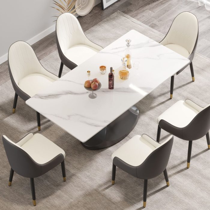 Modern Stone Panel Stainless Steel Curved Legs, Can Accommodate 6 - 8 People - Image 2