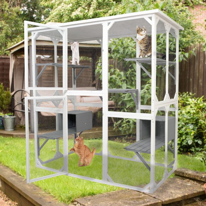 Xpt018 Cat Cage Box Lovely House Cute Pet Play Speace Wooden Medium - White - Image 3