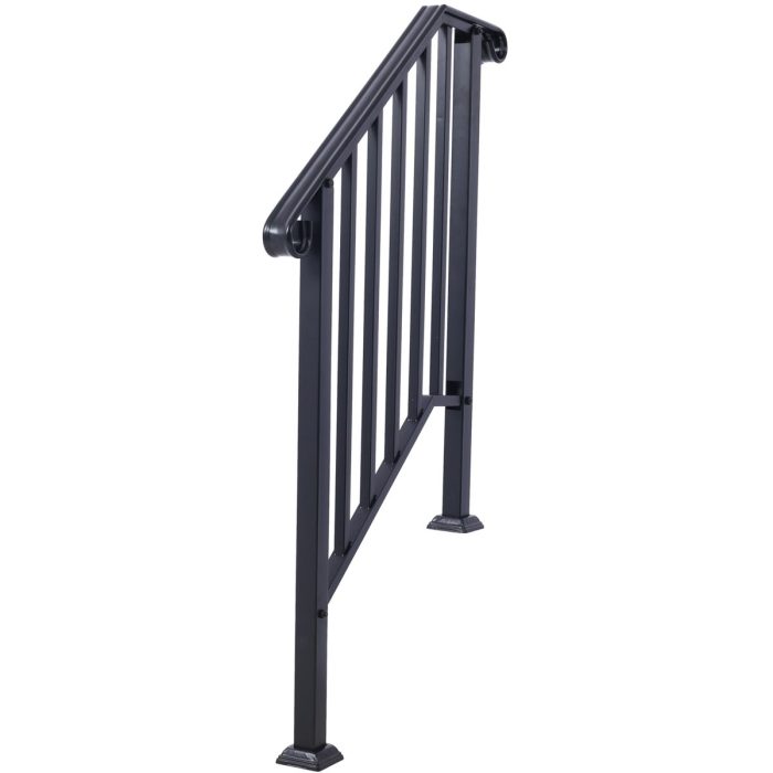 Handrails For Outdoor Steps, Fit 2 Or 3 Steps Outdoor Stair Railing, Wrought Iron Handrail, Flexible Porch Railing, Transitional Handrails For Concrete Steps Or Wooden Stairs - Image 6