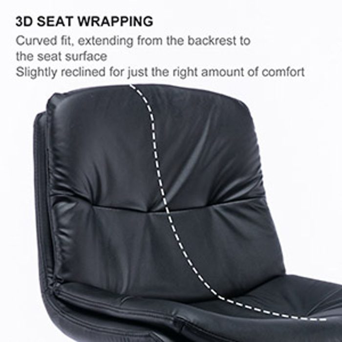 Swivel Bar Stool, Black Titanium Stainless Steel Base And Footrest, Grade, Faux Leather Bar Chair With Backrest - Image 4