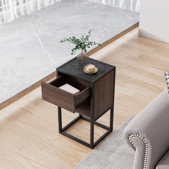 Armando Living Room Side Cabinet, Corner Cabinet, Bedroom Night Stand - Dark Brown / Black - Image 3