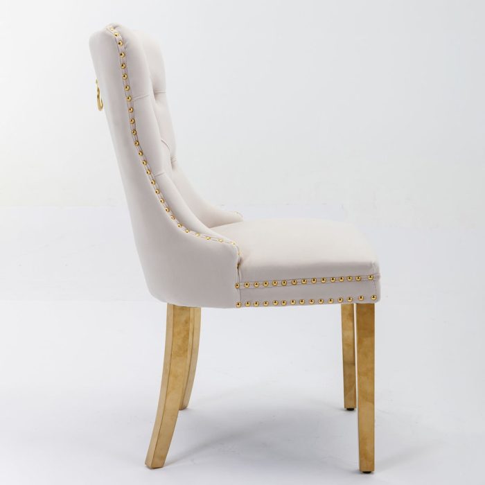 Nikki - Modern, High-End Tufted Solid Wood Contemporary Velvet Upholstered Dining Chair With Golden Stainless Steel Plating Legs, Nailhead Trim (Set of 2) - Image 18