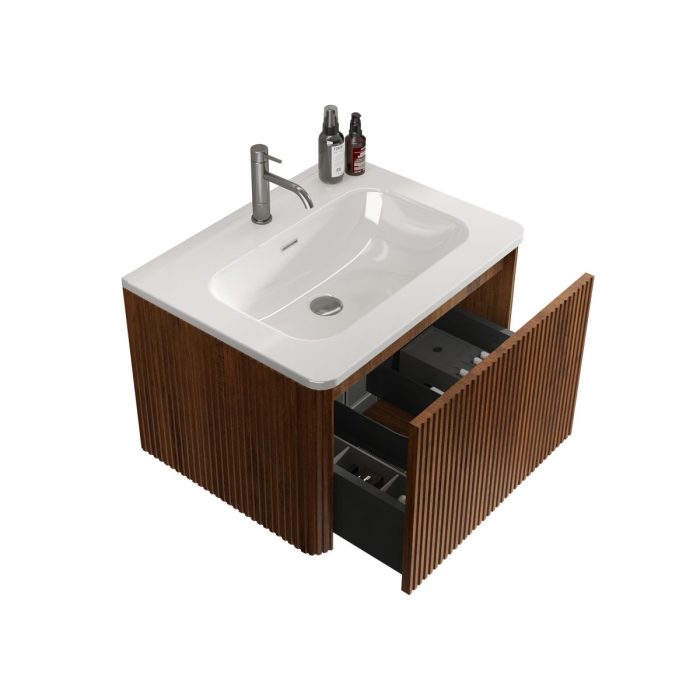 Etna - Striped Bathroom Vanity With Ceramic Sink, Wall Mounted Floating Bathroom Vanity For Modern Bathroom - Image 4