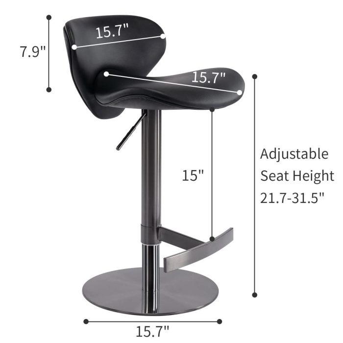 Titanium Stainless Steel Bar Stool, Swivel Adjustable Height For Kitchen Counter And Dining Room - Image 4
