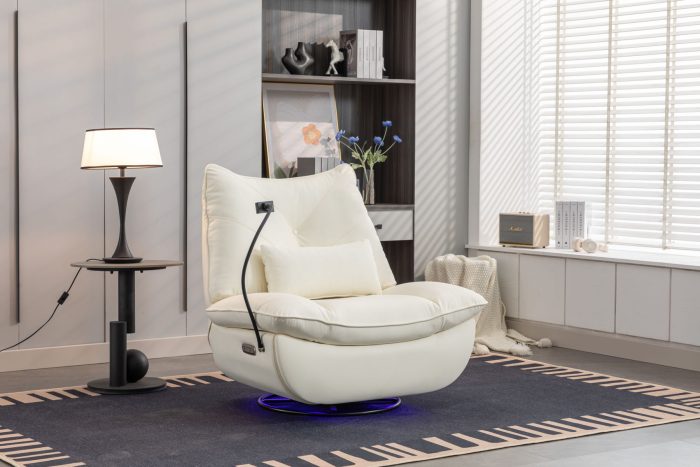 270 Swivel Glider Recliner Chair, Power Recliner Rocking Chair, USB Port Charge For Nursery Chair With Atmosphere Lamp For Living Room Bedroom Apartment - Image 10