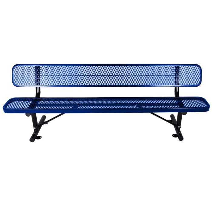 6' Outdoor Steel Bench With Backrest - Image 3
