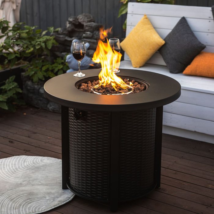 30" Propane Round Fire Table 40000Btu Propane Fire Pit Table - Black - Image 3