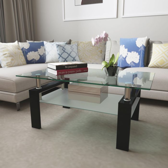 Modern Rectangular Coffee Table With Tempered Glass Top - Image 7