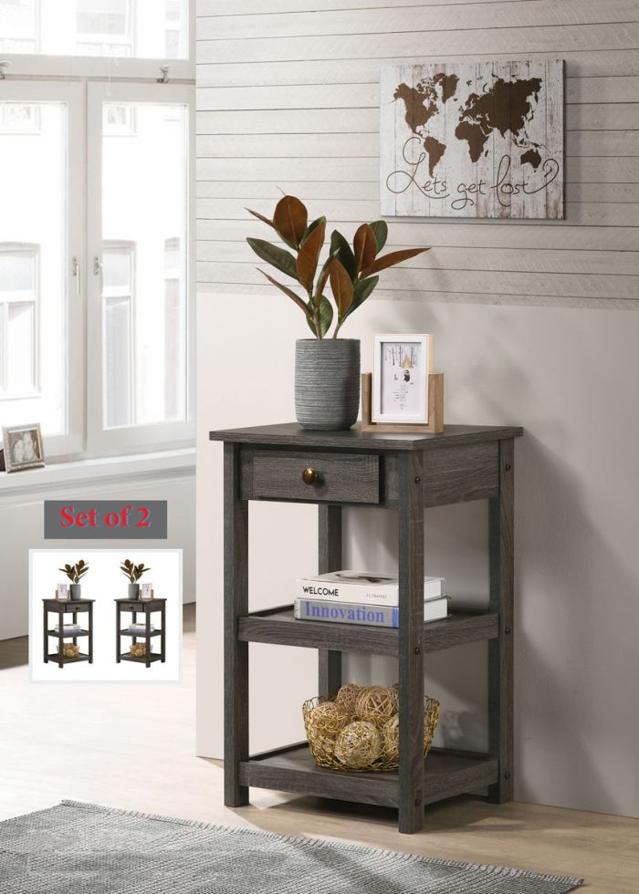 Arine - Console Table With Drawer And Shelves - Gray - Image 4
