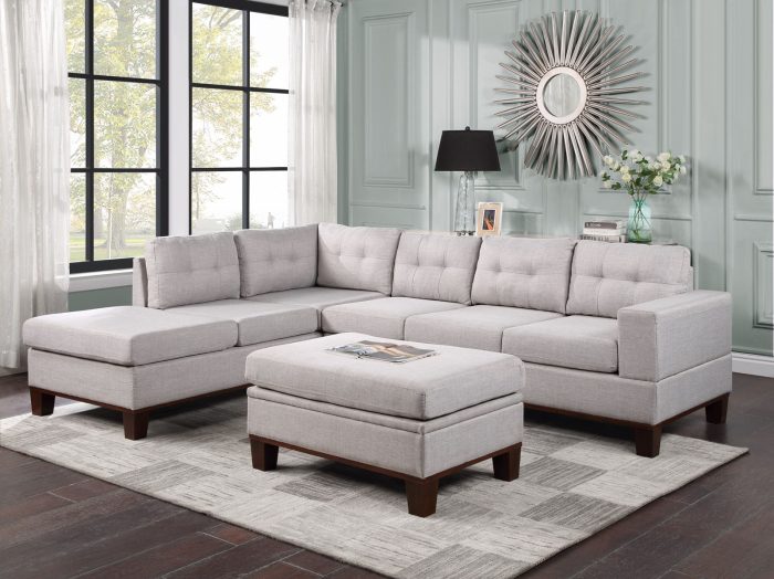 Hilo - Fabric Reversible Sectional Sofa With Dropdown Armrest, Cupholder, And Storage Ottoman - Image 2