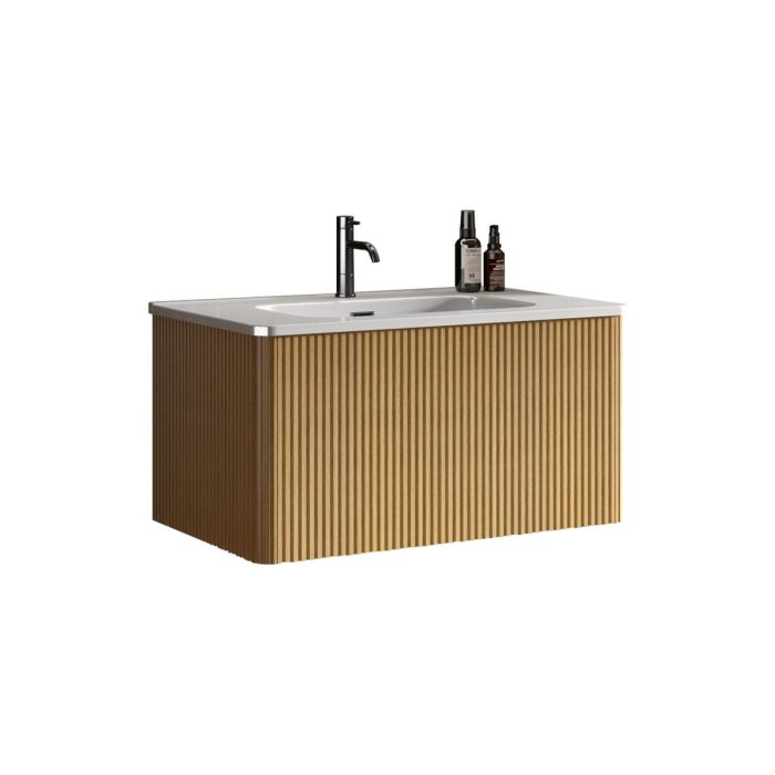 Etna - Striped Bathroom Vanity With Ceramic Sink, Wall Mounted Floating Bathroom Vanity For Modern Bathroom - Image 8