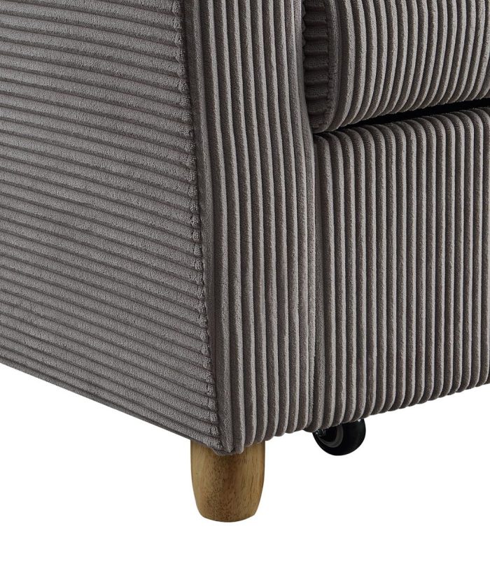 Justine - Corduroy Convertible Sleeper Loveseat - Brown - Image 4