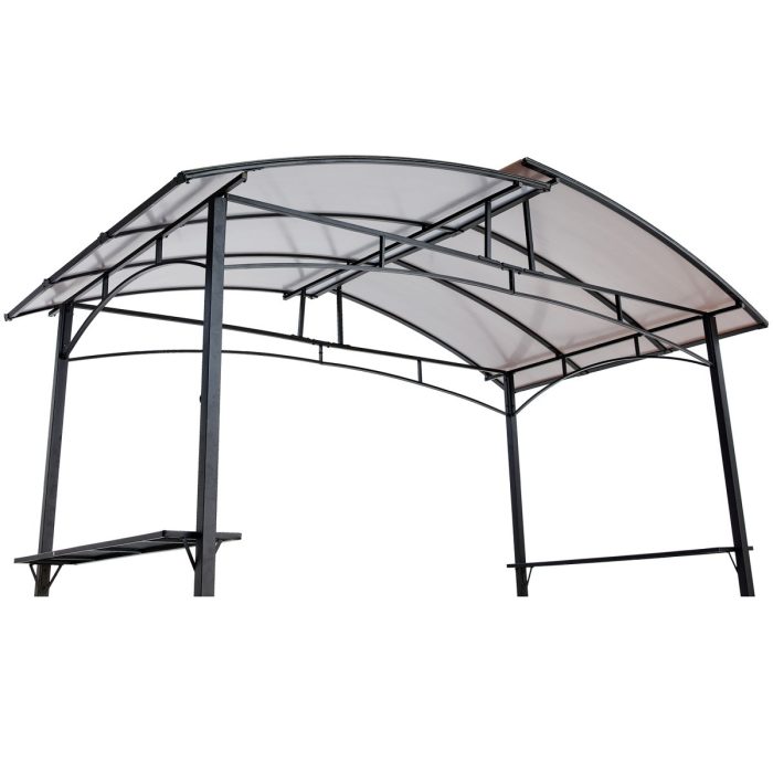 Grill Gazebo 8X5Ft, Outdoor Patio Canopy, Bbq Shelter With Steel Hardtop And Side Shelves - Black - Image 4