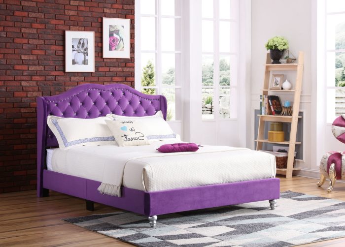 Upholstered Velvet Bed Transitional - Image 11