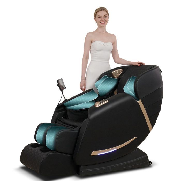 Full Body Massage Chair With Zero Gravity Recliner, With Two Control Panel: Smart Large Screen & Rotary Switch, Spot Kneading And Heating - Black - Image 3