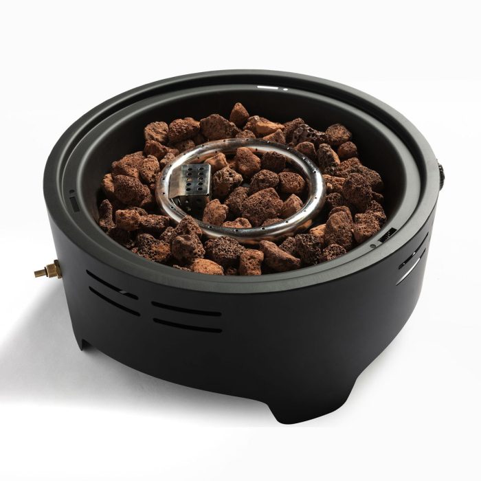 15" Outdoor Portable Propane Fire Pit, Camping Fire Pit With Cooking Support Tabletop Fire Pit With Quick Connect Regulator - Black - Image 3