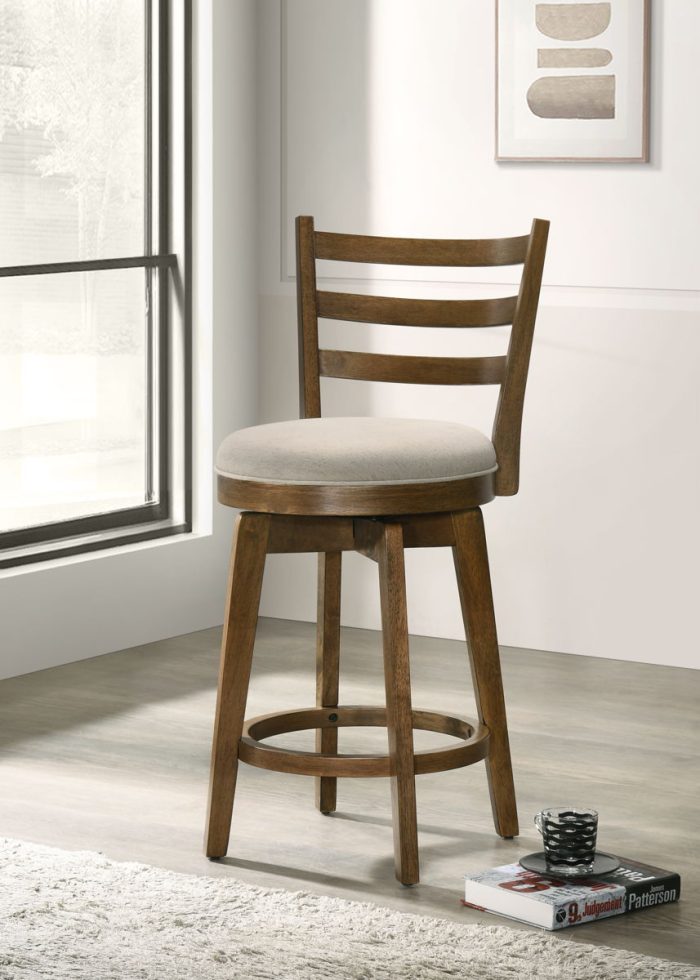 Joplin - 20.5" Ladder Back Counter Height Swivel Chair With Upholstered Seat - Image 2