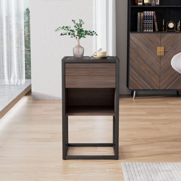 Armando Living Room Side Cabinet, Corner Cabinet, Bedroom Night Stand - Dark Brown / Black - Image 4
