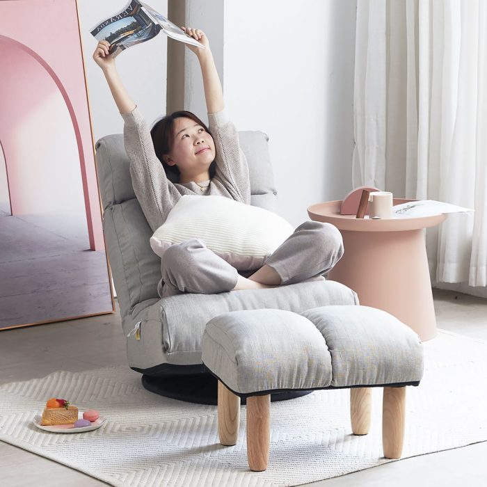 Adjustable Japanese Reclining Floor Chair Sofa With Metal Frame For Living Room - Image 7
