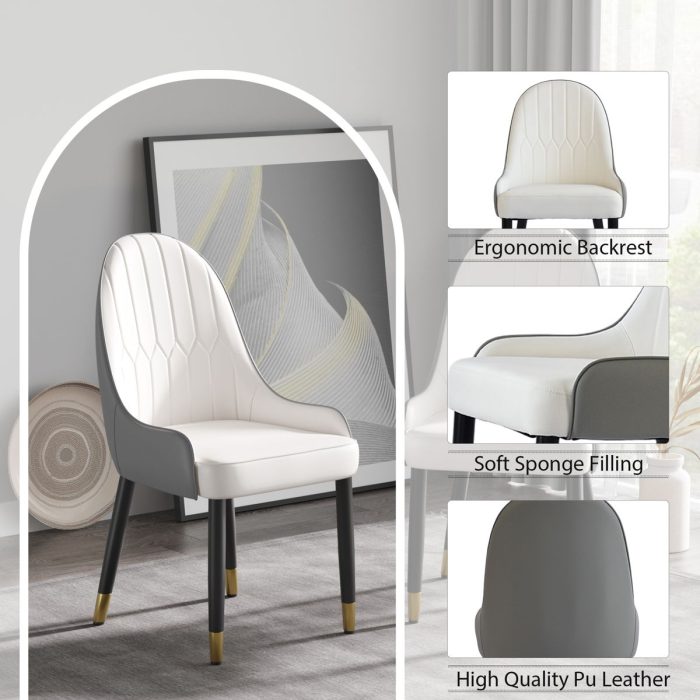 Modern PU Sponge-Filled Dining Chair, Solid Wood Metal Legs, Suitable For Restaurants, Living Rooms And Rooms (Set of 2) - Image 6