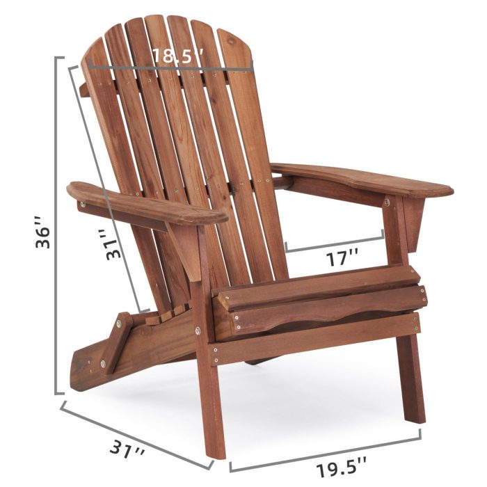 Lounge Patio Chair For Garden Outdoor Wooden Folding Adirondack Chair (Set of 2) Solid Cedar Wood Lounge Patio Chair For Garden - Image 10