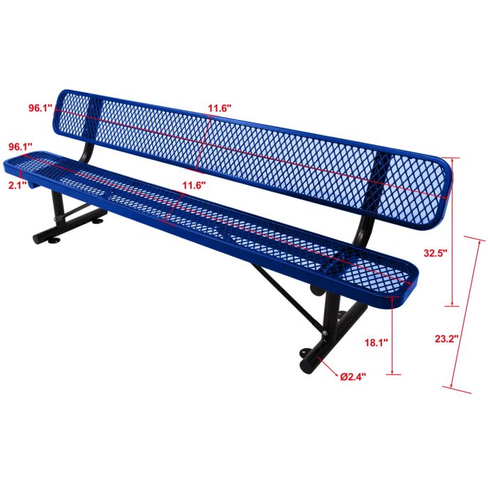 6' Outdoor Steel Bench With Backrest - Image 9