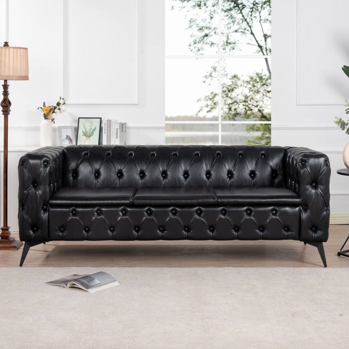Square Arm Removable Cushion 3 Seater Sofa - Image 5