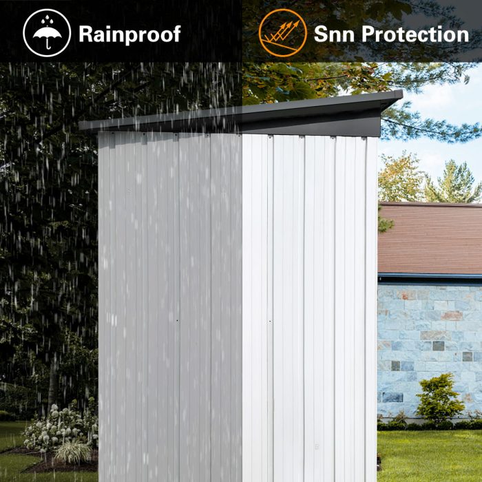 5FtX4Ft Garden Sheds Outdoor Storage Sheds - White / Gray - Image 3