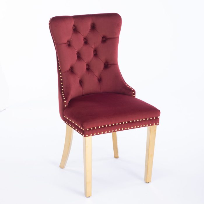 Nikki - Modern, High-End Tufted Solid Wood Contemporary Velvet Upholstered Dining Chair With Golden Stainless Steel Plating Legs, Nailhead Trim (Set of 2) - Image 6