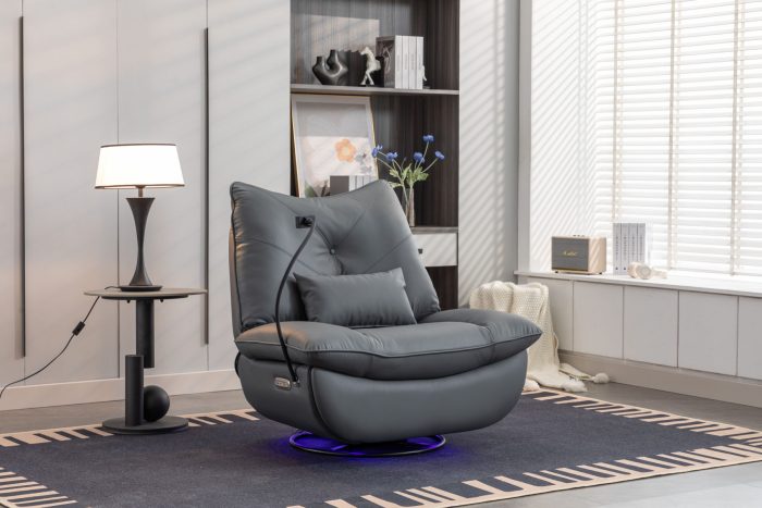 270 Swivel Glider Recliner Chair, Power Recliner Rocking Chair, USB Port Charge For Nursery Chair With Atmosphere Lamp For Living Room Bedroom Apartment - Image 5