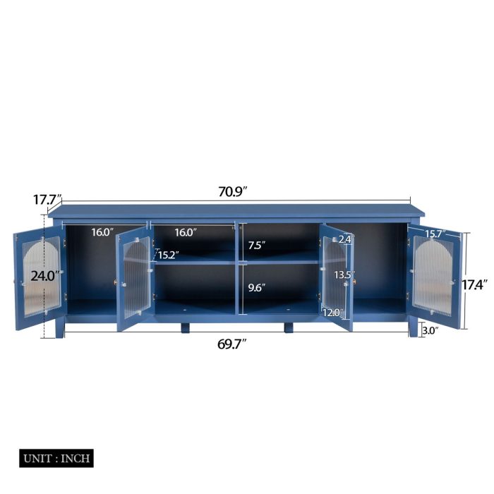 StylishTVcabinet Entertainment CenterTV Stand, TVconsoletable, Media Console, Solidwood Frame, Changhong Glass Door, Metal Handle - Image 3