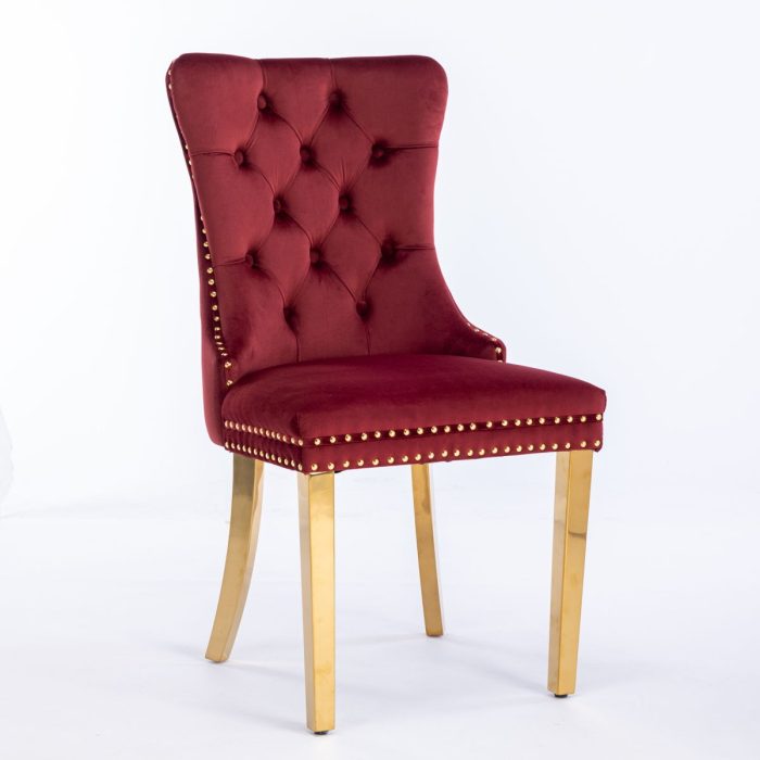 Nikki - Modern, High-End Tufted Solid Wood Contemporary Velvet Upholstered Dining Chair With Golden Stainless Steel Plating Legs, Nailhead Trim (Set of 2) - Image 17
